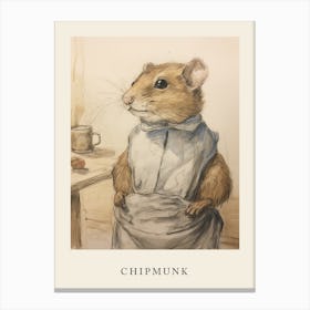 Beatrix Potter Inspired  Animal Watercolour Chipmunk 3 Canvas Print