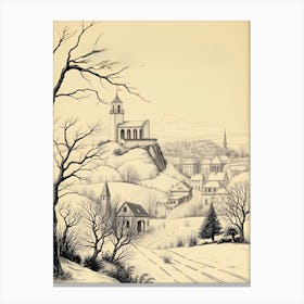 Winter Village In The Snow Canvas Print