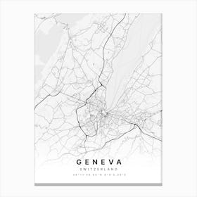 Geneva Switzerland White Map Canvas Print