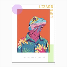 Lizard In A Floral Shirt Modern Colourful Abstract Illustration 4 Poster Canvas Print
