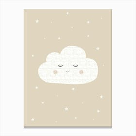 Neutral Nursery Print Cloud Canvas Print