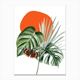 Butterfly On A Leaf 1 Canvas Print