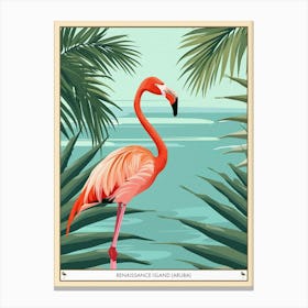 Greater Flamingo Renaissance Island Aruba Tropical Illustration 2 Poster Canvas Print