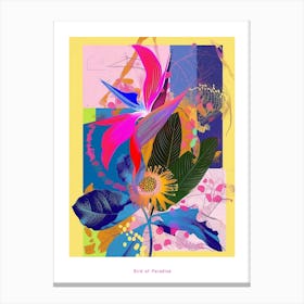 Bird Of Paradise 4 Neon Flower Collage Poster Canvas Print