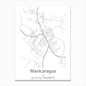 Manicaragua,Cuba Minimalist Map Canvas Print