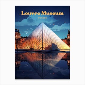 The Louvre Art Museum Digital Travel Illustration Canvas Print