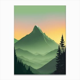Misty Mountains Vertical Composition In Green Tone 21 Canvas Print