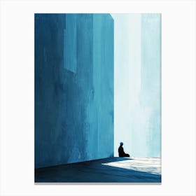 Man In A Blue Building Canvas Print