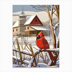 Cardinal Bird In Winter Canvas Print