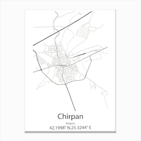 Chirpan,Bulgaria Minimalist Map Canvas Print