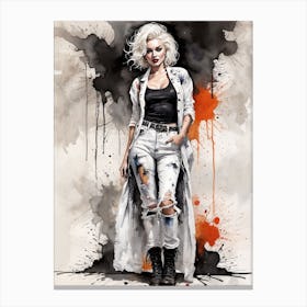 Marilyn In White Coat Canvas Print