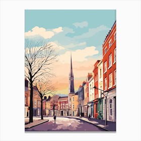 Vintage Winter Travel Illustration Dublin Ireland Canvas Print