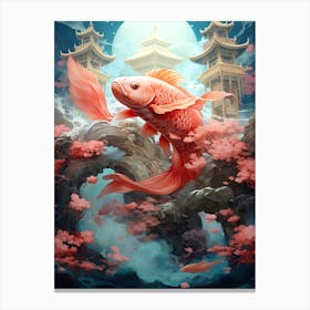 Koi Fish Floral Canvas Print