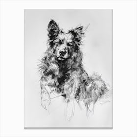 Icelandic Sheepdog Dog Charcoal Line 2 Canvas Print