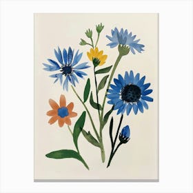 Painted Florals Cornflower 1 Canvas Print