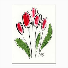 Five Red Tulips Canvas Print