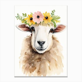 Baby Blacknose Sheep Flower Crown Bowties Animal Nursery Wall Art Print (17) Canvas Print
