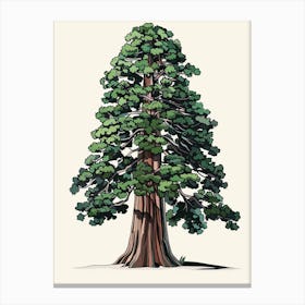 Sequoia Tree Pixel Illustration 2 Canvas Print