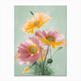 Sunflowers Flowers Acrylic Painting In Pastel Colours 3 Canvas Print