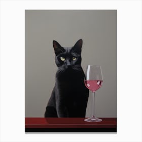 Cat With Wine Glass 1 Canvas Print