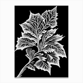 Cherry Leaf Linocut 2 Canvas Print