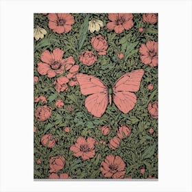 Butterfly And Flowers Canvas Print