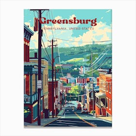 Greensburg Pennsylvania Town Travel Art Illustration Canvas Print