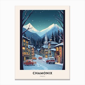 Winter Night  Travel Poster Chamonix France 1 Canvas Print