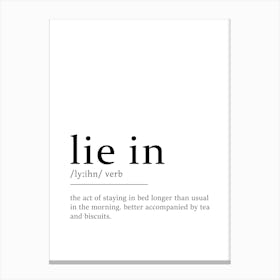 Lie In Definition Poster - Dictionary Canvas Print