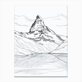 Matterhorn Switzerland Italy Line Drawing 1 Canvas Print