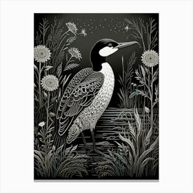 Bird Linocut Common Loon 3 Canvas Print