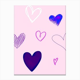 Hearts On A Pink Background Canvas Print