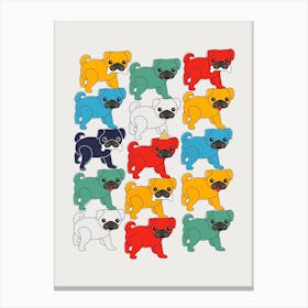 Colorful Pugs Canvas Print