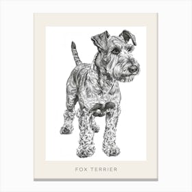 Fox Terrier Dog Line Sketch 3 Poster Canvas Print