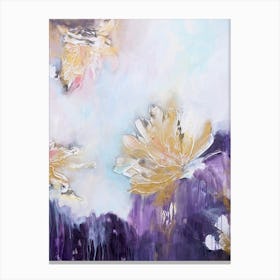 Purple And Golden Flowers 1 Painting Canvas Print