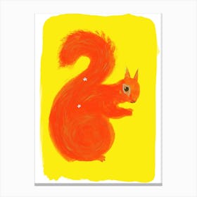Red Squirrel With Flowers Canvas Print