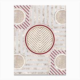 Geometric Abstract Glyph in Festive Gold Silver and Red n.0084 Canvas Print