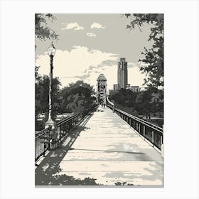 Duotone Illustration Congress Avenue Bridge Austin Texas 3 Canvas Print