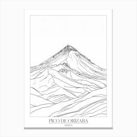 Pico De Orizaba Mexico Line Drawing 4 Poster Canvas Print