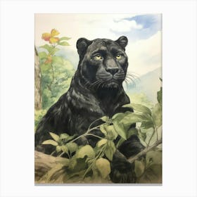 Storybook Animal Watercolour Panther 1 Canvas Print