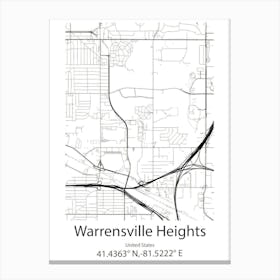 Warrensville Heights,United States Minimalist Map Stampe su tela