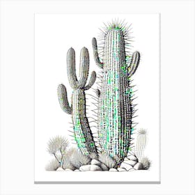 Saguaro Cactus William Morris Inspired Canvas Print
