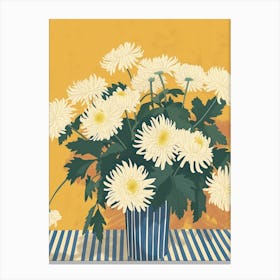 Chrysanthemum Flowers On A Table   Contemporary Illustration 1 Canvas Print