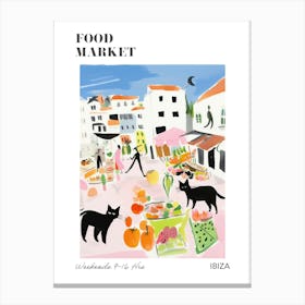 The Food Market In Ibiza 1 Illustration Poster Canvas Print