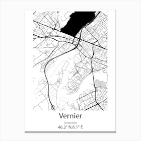 Vernier,Switzerland Minimalist Map Canvas Print