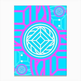 Geometric Glyph in White and Bubblegum Pink and Candy Blue n.0005 Canvas Print