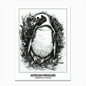 Penguin Sleeping In A Cozy Pile Poster Canvas Print