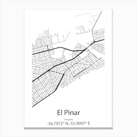 El Pinar,Uruguay Minimalist Map Canvas Print