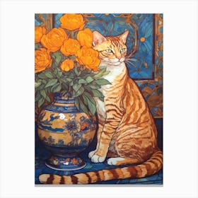 Marigold With A Cat 4 Art Nouveau Style Canvas Print