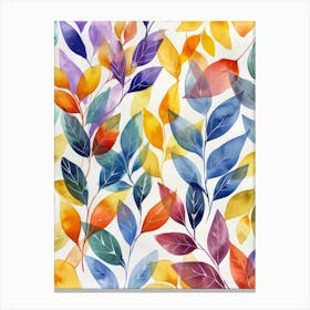 Watercolor Leaves Seamless Pattern 2 Canvas Print